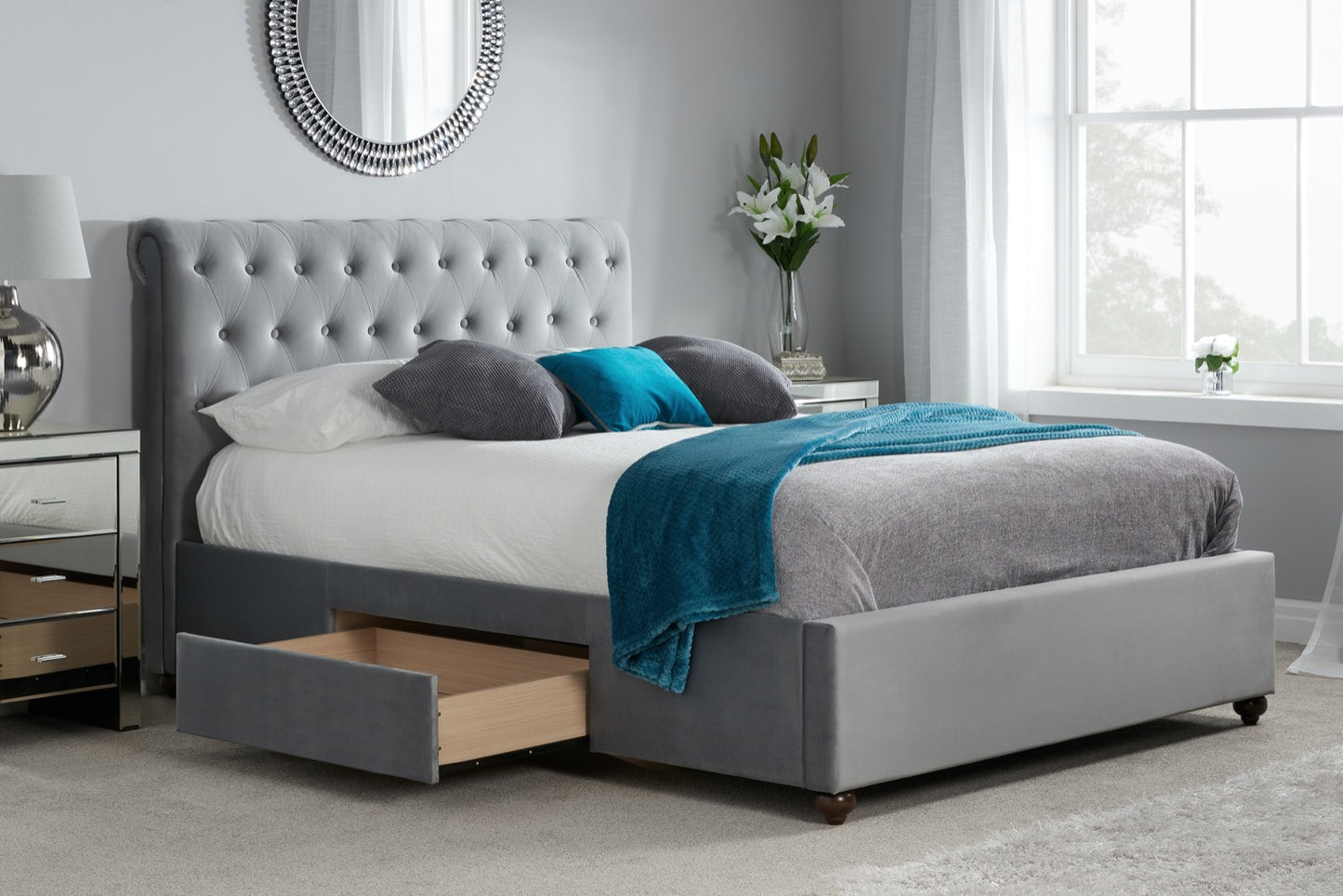Monroe Super King Bed - Grey