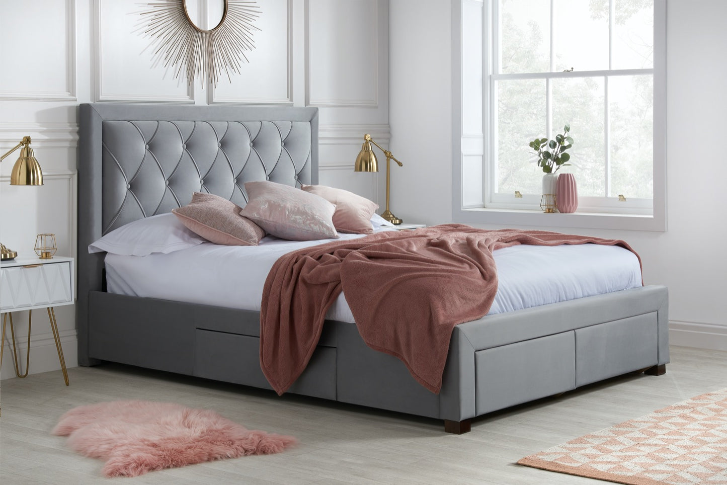 Winston Super King Bed - Grey