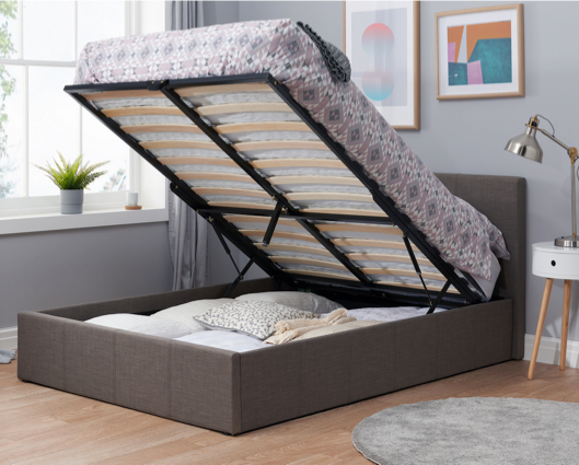 Beda Fabric Ottoman Single Bed - Grey