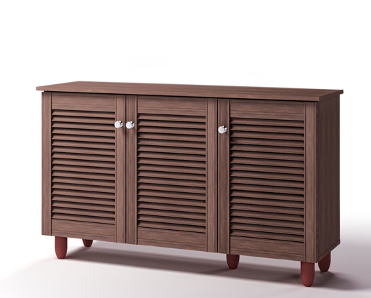 Traditional 3 Door Shoe Cabinet-Oak