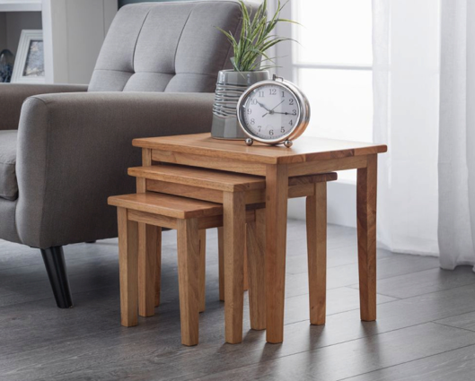 Clara Nest of Tables-Natural Oak Finish