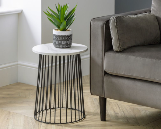 Brooke Round Lamp Table - White Marble