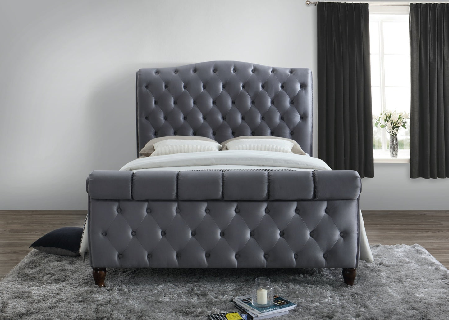 Compton Super King Bed - Grey
