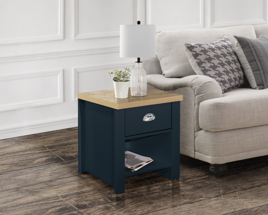 Harper 1 Drawer Lamp - Navy