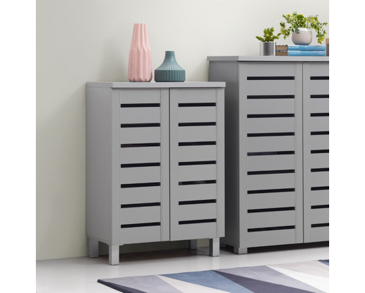 Tall 2 Door Shoe Cabinet-Grey
