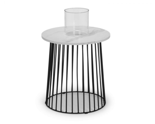 Brooke Round Lamp Table - White Marble