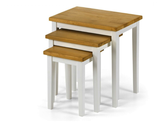 Clara Nest of Tables-White/Natural Oak