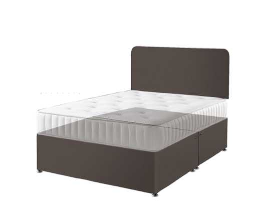 Faux Leather Divan Base Brown- Single