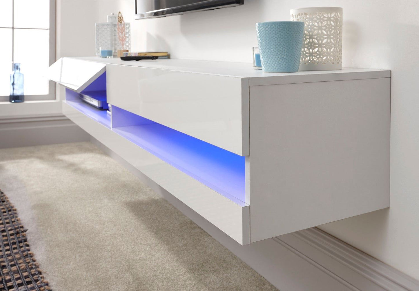 Graze LED 150cm Wall TV Unit-White