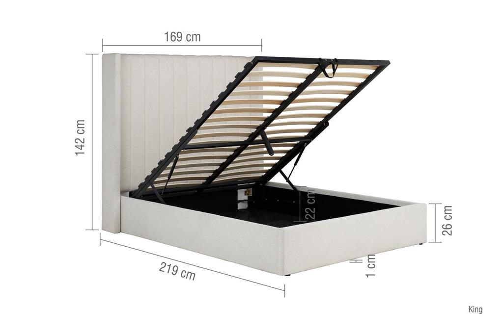 Maisey Double Ottoman Bed - Cream