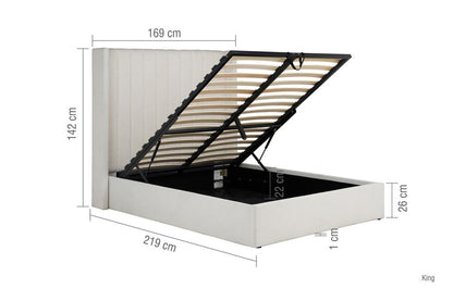 Maisey Double Ottoman Bed - Cream