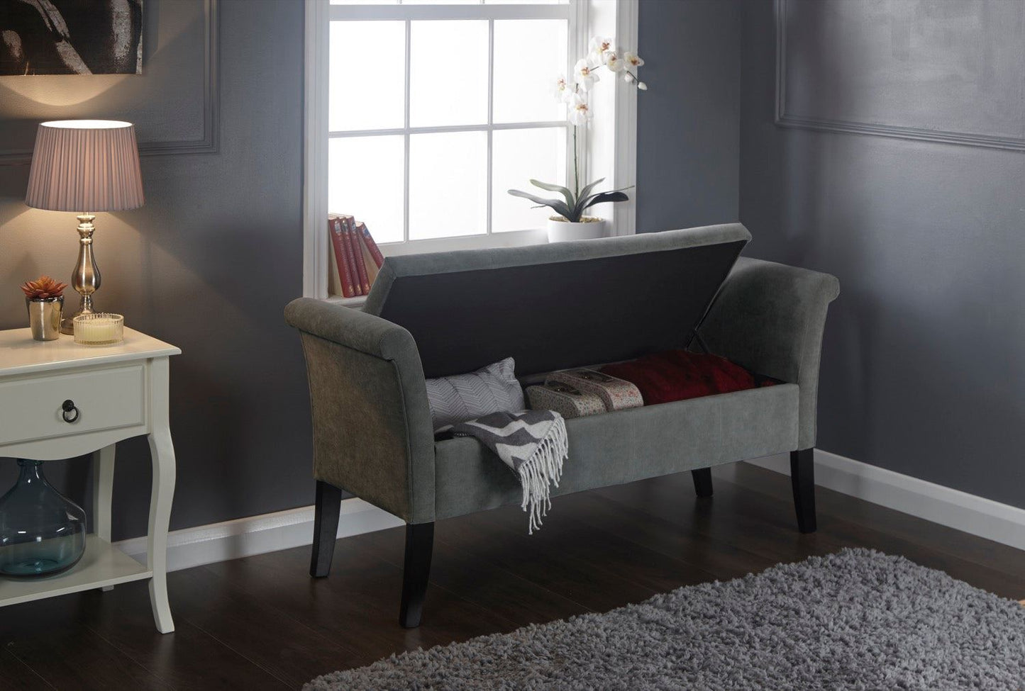 Bex Window Seat-Grey Chenille