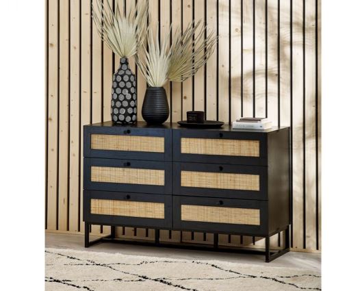 Petra 6 Drawer Chest- Black