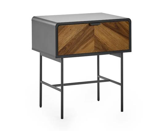 Alvin Lamp Table - Black and Natural Brown Wood