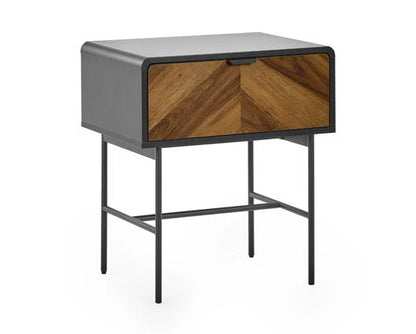 Alvin Lamp Table - Black and Natural Brown Wood
