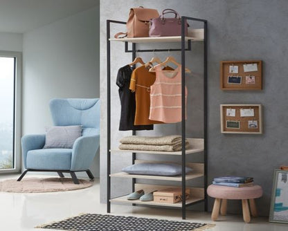 Zulu Open Wardrobe with 4 Shelves-Ash Oak