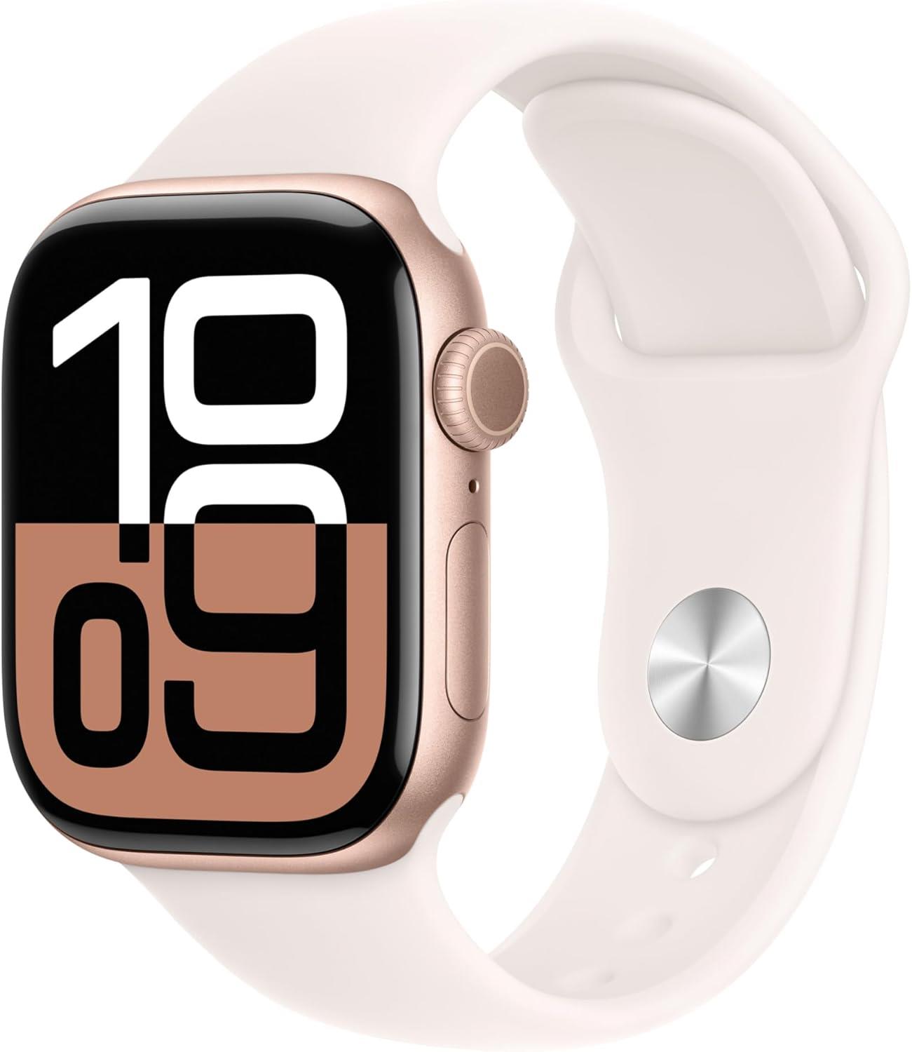Apple Watch Series 10 GPS 42mm Rose Gold Aluminium Case with Light Blush Sport Band - M/L