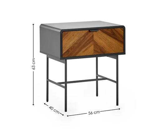 Alvin Lamp Table - Black and Natural Brown Wood