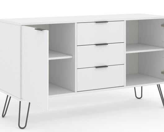 Austin White Medium Sideboard with 2 Doors, 3 Drawers