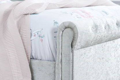 Sienna Small Double Bed - Crushed Velvet Silver