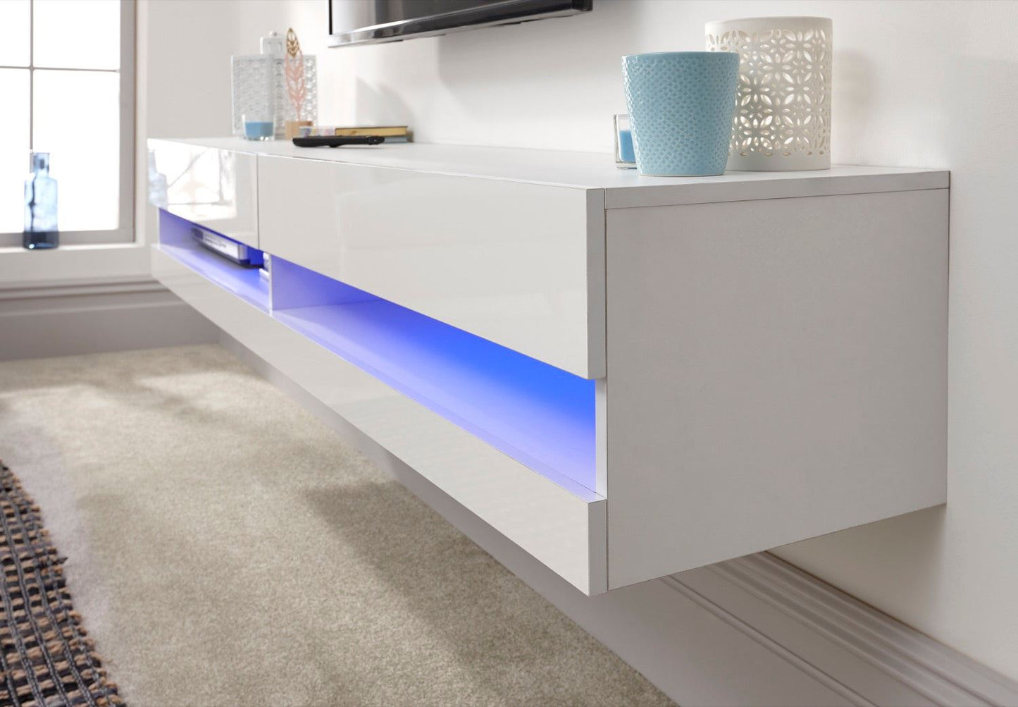 Graze LED 150cm Wall TV Unit-White