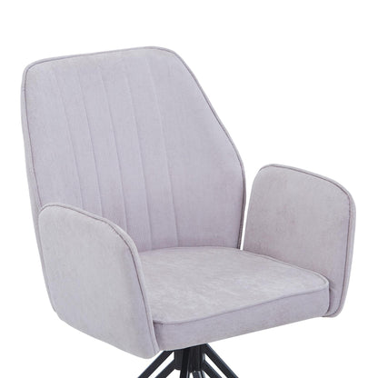 Aspen swivel dining armchairs, natural fabric with black metal legs (pair)