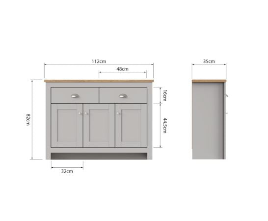 Lincoln 3 Door 2 Drawer Sideboard- Light Grey