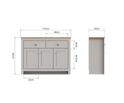 Lincoln 3 Door 2 Drawer Sideboard- Light Grey