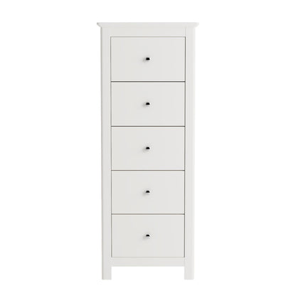 Nairn White 5 drawer narrow chest of drawers