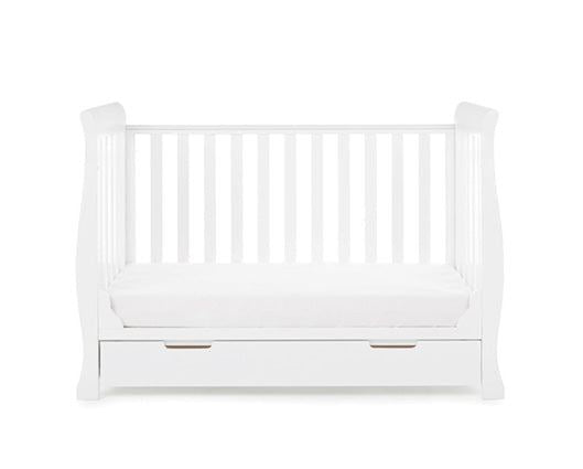 Seren Mini Cot Bed + Moisture Mngmnt Mattress - White