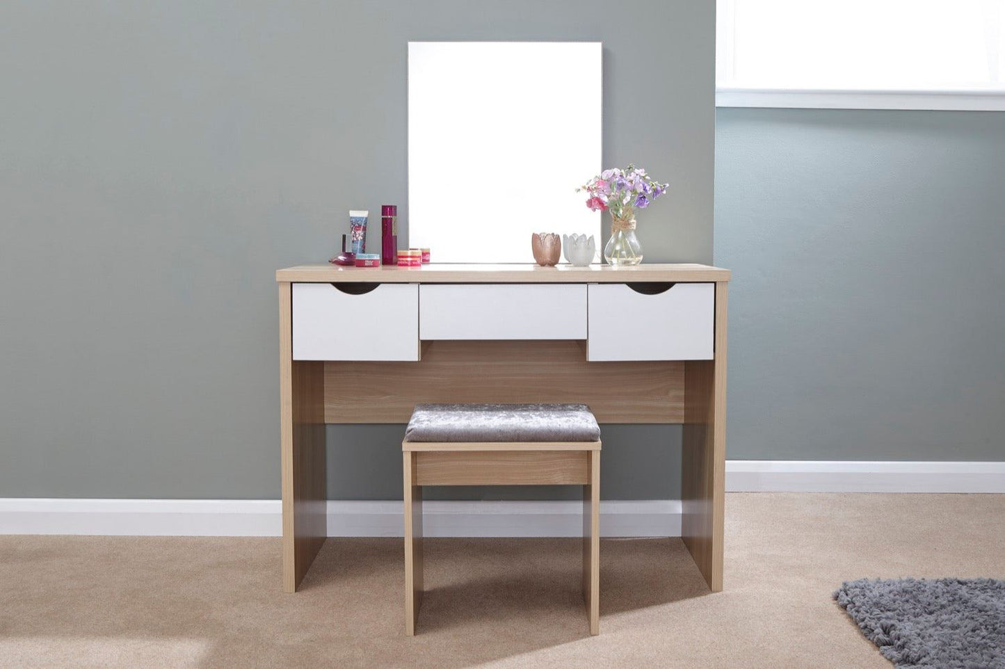 Ella Dressing Table Set-Oak & White