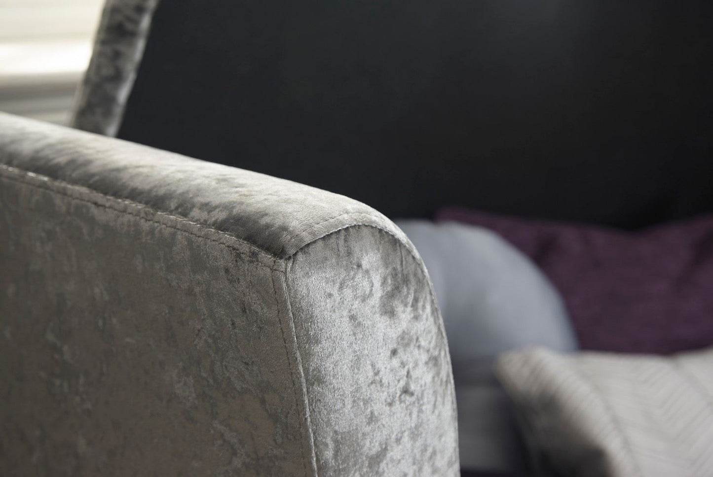 Vanessa Window Seat-Grey Crushed Velvet