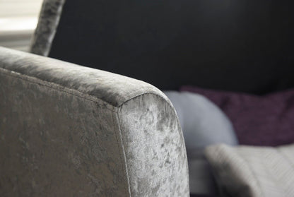 Vanessa Window Seat-Grey Crushed Velvet