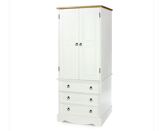 Corona White 2 Door, 3 Drawer Wardrobe