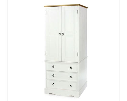 Corona White 2 Door, 3 Drawer Wardrobe