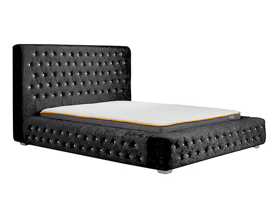 Grace King Bed - Black Crushed Velvet