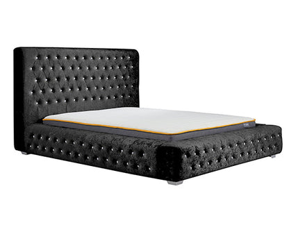 Grace King Bed - Black Crushed Velvet