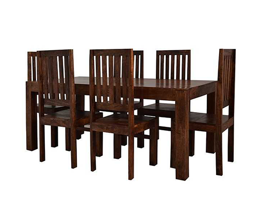 Tyler Dark Mango 6 FT Dining Set with Wooden Chairs