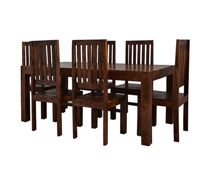 Tyler Dark Mango 6 FT Dining Set with Wooden Chairs
