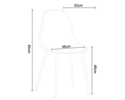 Curve chair, calico plastic seat with black metal legs (pair)