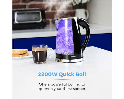 Tower 2200W 1.7 Litre LED Colour Changing Kettle
