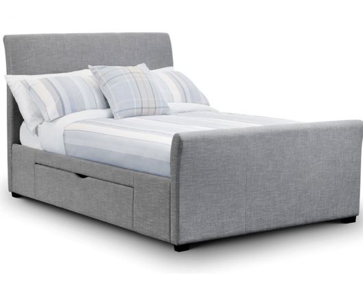 Capri King Bed With 2 Underbed Storage Drawers - Light Grey