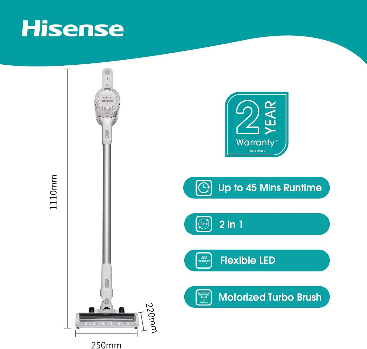 Hisense HVC6133WUK Cordless Vacuum Cleaner White
