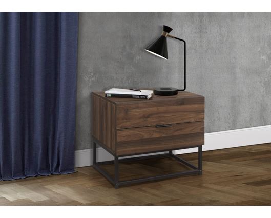 Hermione 2 Drawer Bedside Table - Walnut