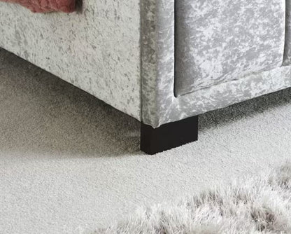 Hannover Small Double Bed - Steel Crushed Velvet