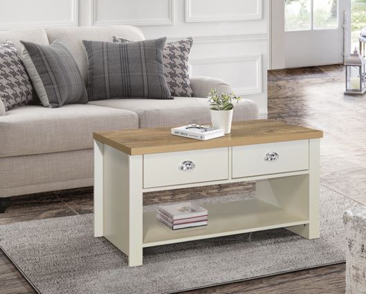 Highgate 2 Drawer Coffee Table - Cream