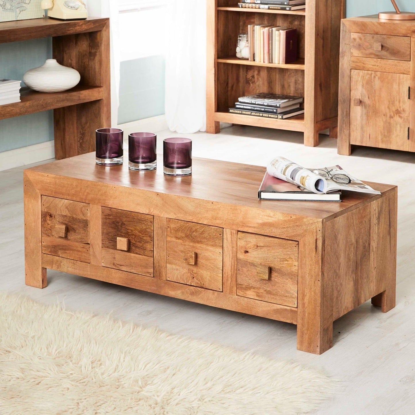 Sapeli Light 8 Drawer Coffee Table