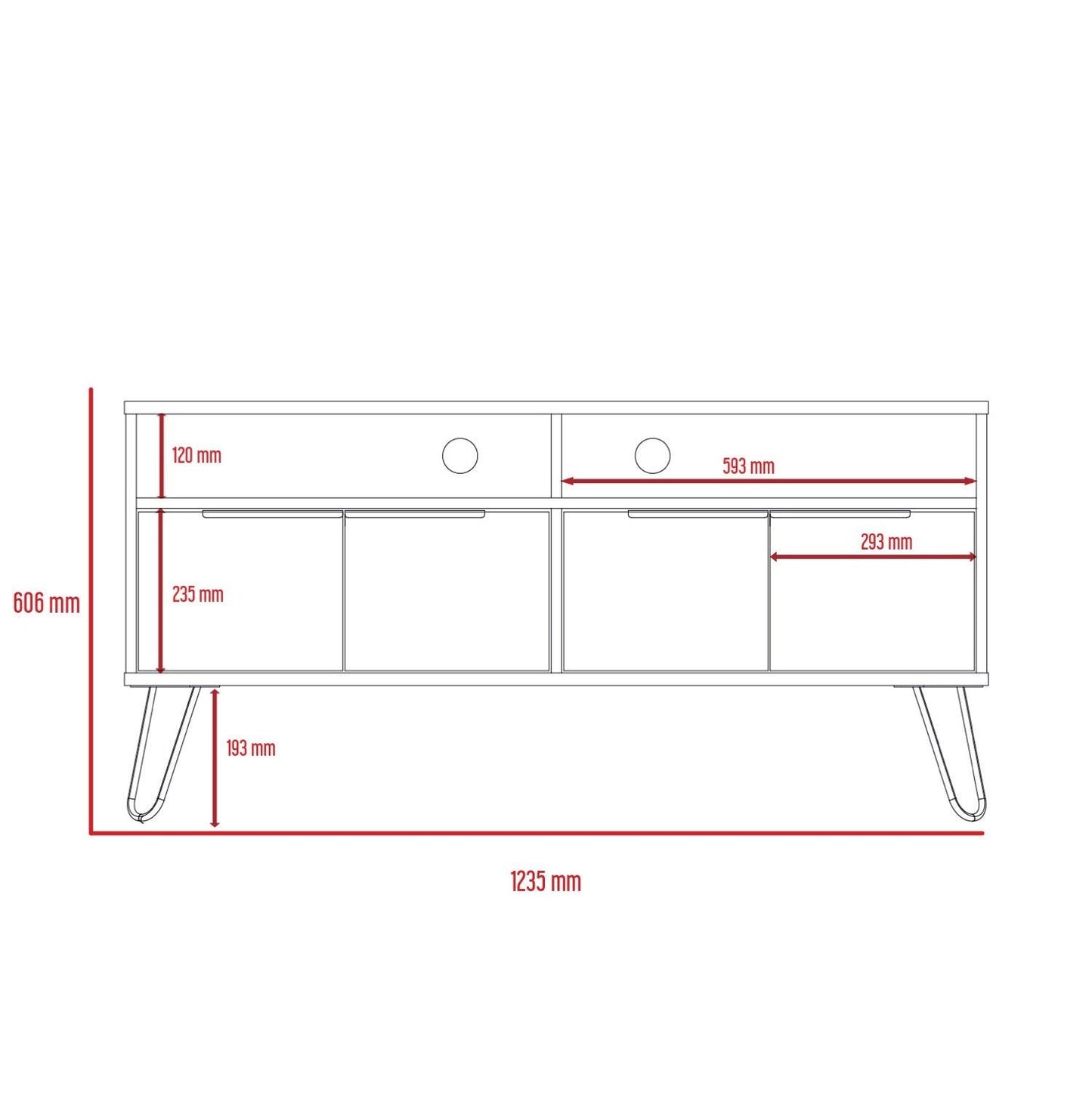 Viva Wide Screen TV Rack with 4 Doors