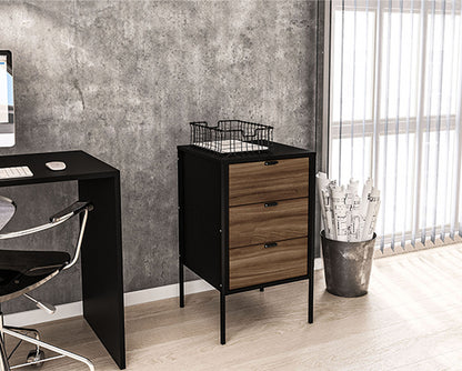 Opus 3 Drawer Storage Unit- Walnut & Black