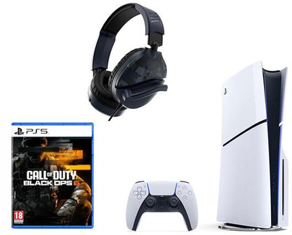 Sony PS5 Disc Console with Call of Duty Black Ops 6 & Turtle Beach Recon 70 Blue Camo Headset